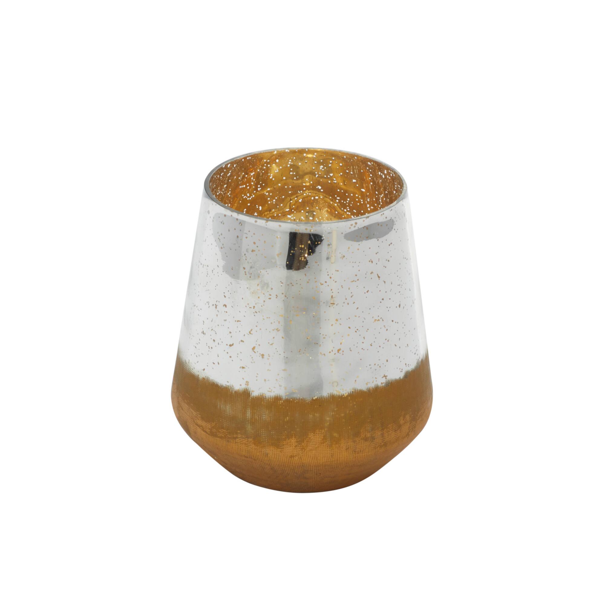 7" Gold & Silver Glass Modern Candlestick Holder